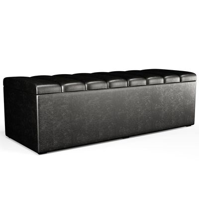 Calçadeira Recamier Baú Para Cama De Casal King Dália 195x50 cm W01 Couríssimo Preto - Lyam