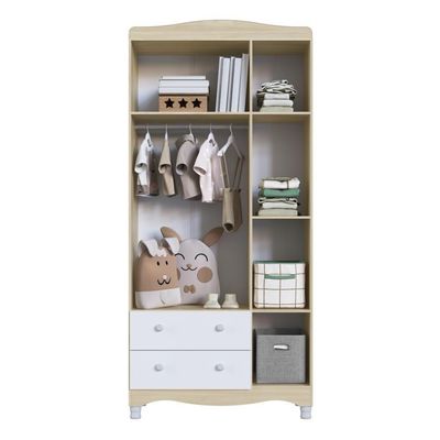 Guarda-roupa Infantil 3 Portas 2 Gavetas Nichos Cabideiro Carvalho Araguaia