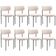 Kit 08 Cadeiras Estofadas Para Sala De Jantar Louise L02 Suede Bege - Lyam Decor