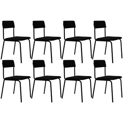 Kit 08 Cadeiras Estofada Para Sala De Jantar Sense Preto C01 Linho Preto - Lyam Decor