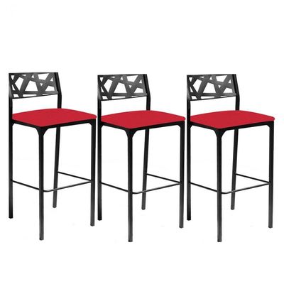 Kit 3 Banquetas Luiza Assento Vermelho-gat Magazine