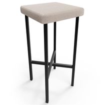Banqueta Alta Bar Cozinha Sala De Jantar Preto Stella L02 Bouclê Creme - Lyam Decor