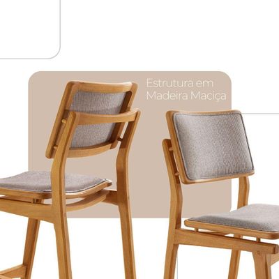 Conjunto Com 2 Banquetas Eva Moderna Brisa Imbuia Natural.