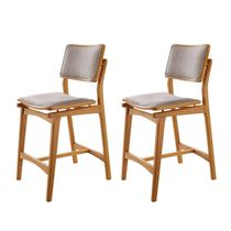 Conjunto Com 2 Banquetas Eva Moderna Brisa Imbuia Natural.