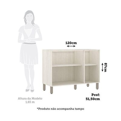 Balcão De Pia Sem Tampo Para Cozinha 120cm 3 Portas De Abrir Pátina Ff/mocca Laca