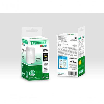 Kit 5 Lâmpadas Led Bulbo Tkl 17w Taschibra E27 Bivolt 4000k Neutro