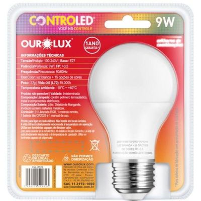 Lâmpada Inteligente Controled Rgbw 9 Watts Multicolors- 20519 - Ourolux