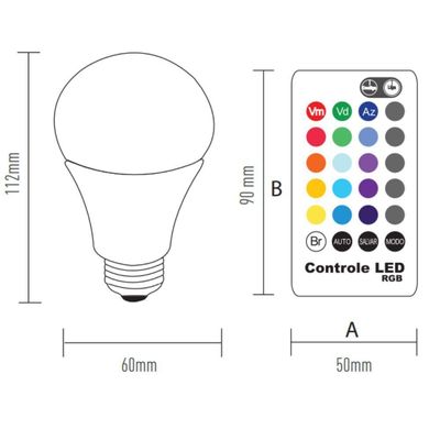Lâmpada Inteligente Controled Rgbw 9 Watts Multicolors- 20519 - Ourolux