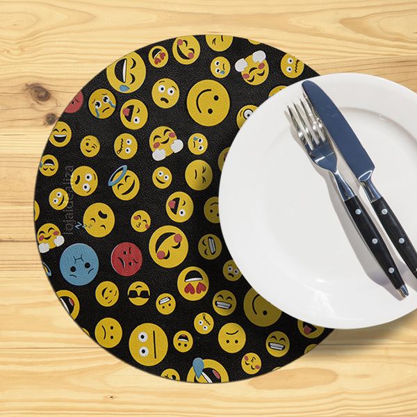 4 Jogo Americano Infantil Redondo Emoji Emoticon Smile