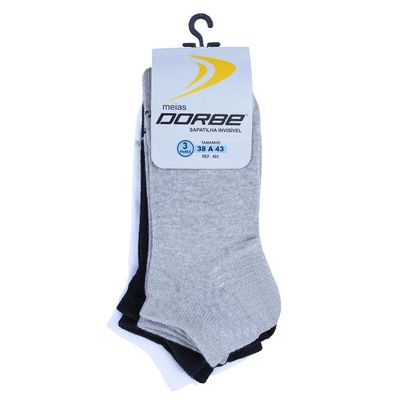 Kit 3 Pares de Meia Sapatilha 38-43 / 403-Branco