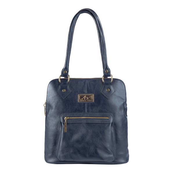 Bolsa mochila de couro liso Lívia Azul Bolsa mochila de couro liso Lívia Azul