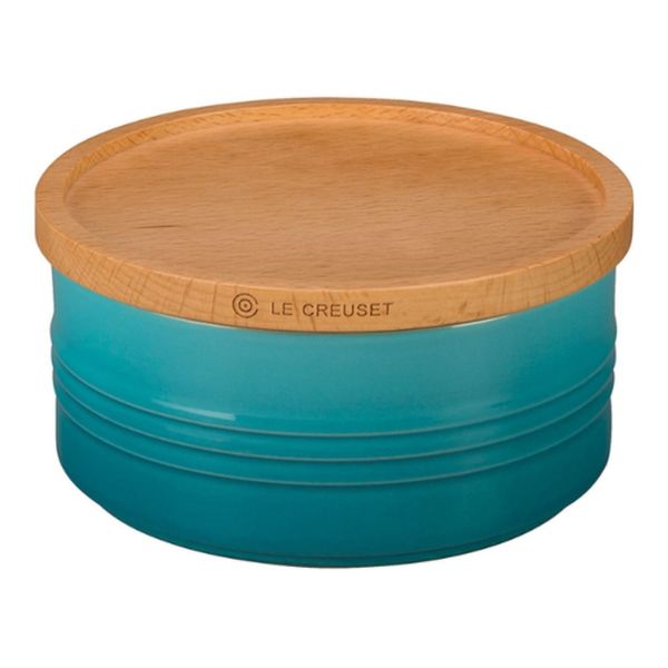POTE LE CREUSET EM CERÂMICA COM TAMPA DE MADEIRA 420ML AZUL CARIBE 91044402490000 POTE LE CREUSET EM CERÂMICA COM TAMPA DE MADEIRA 420ML AZUL CARIBE 91044402490000