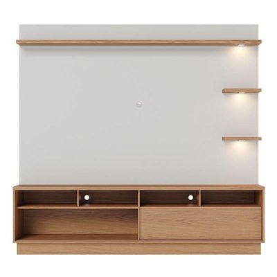 Estante Home Theater Campeche Freijó Off White Matte Para Tv De 70 - Colibri Freijó Off White Matte