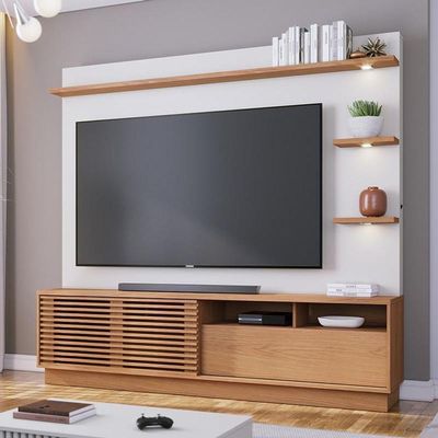 Estante Home Theater Campeche Freijó Off White Matte Para Tv De 70 - Colibri Freijó Off White Matte