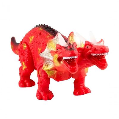 Dragão De Brinquedo 2 Cabeças Com Movimento Luzes Leds E Som Vermelho