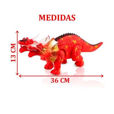 Dragão De Brinquedo 2 Cabeças Com Movimento Luzes Leds E Som Vermelho