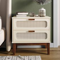 Mesa De Cabeceira Mdf Decorativa 2 Gavetas Vintage 60 Cm Santorini Off White
