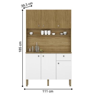 Cozinha C/ Portas E Gavetas Style Freijó / Supremo / Ripado
