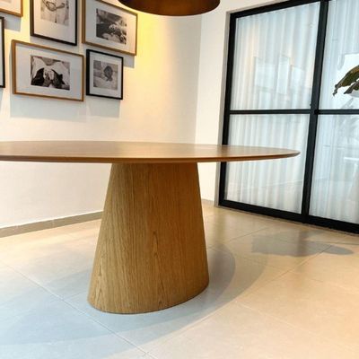 Mesa De Jantar Cone Oval 150x80 Cm Tampo Freijó Base Freijó Cor Marrom