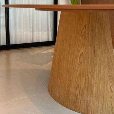 Mesa De Jantar Cone Oval 150x80 Cm Tampo Freijó Base Freijó Cor Marrom
