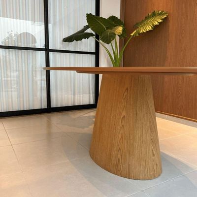 Mesa De Jantar Cone Oval 150x80 Cm Tampo Freijó Base Freijó Cor Marrom