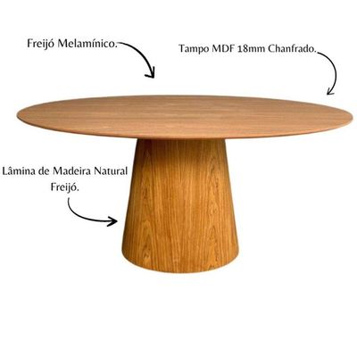 Mesa De Jantar Cone Oval 150x80 Cm Tampo Freijó Base Freijó Cor Marrom