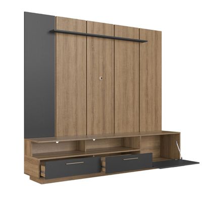 Home Rack E Painel Para Tv Até 75 Polegadas Com Iluminação Led Ravenna Grafite