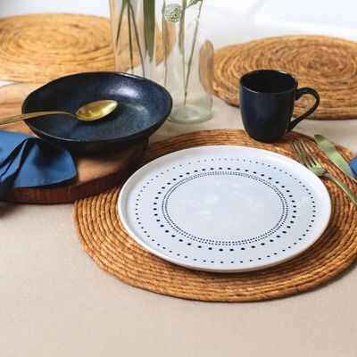 Jogo Prato Raso e Fundo Avulsos Cerâmica Stoneware Orgânico Porto Brasil Bio Astral Night Blue