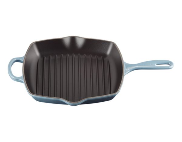 GRELHA QUADRADA LE CREUSET 26CM SIGNATURE EM FERRO FUNDIDO AZUL CHAMBRAY 20183264340422