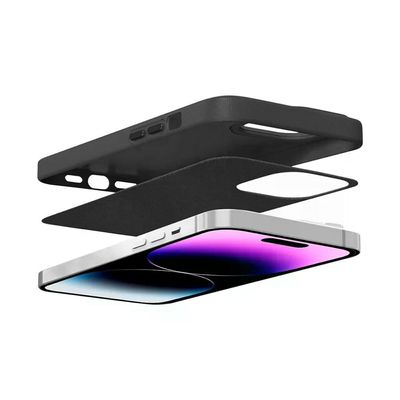 Kit Capa Couro Dual Preta e Película Defender Pro Privacidade para iPhone 15 Pro - Gshield