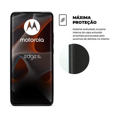 Kit Capa case capinha Silicon Veloz e Película Hydrogel HD para Motorola Moto Edge 50 Pro - Gshield