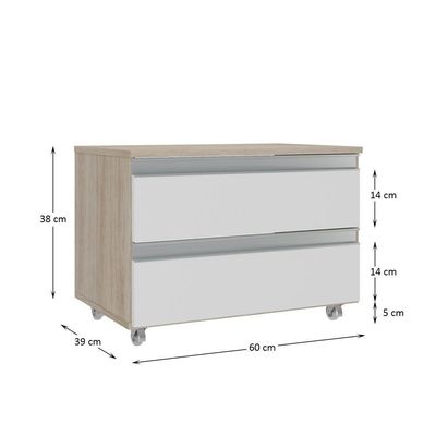 Gabinete Banheiro Rodinhas Joia 60cm 02 Gavetas Madeirado Branco