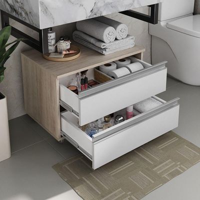 Gabinete Banheiro Rodinhas Joia 60cm 02 Gavetas Madeirado Branco