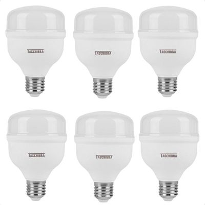 Kit 6 Lâmpadas High Led Tkl 20w Taschibra E27 Bivolt 3000k Quente