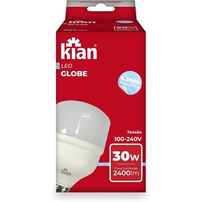 Lâmpada Led Globe Kian Boa Potência Base E-27 30w 6,5k Bivolt