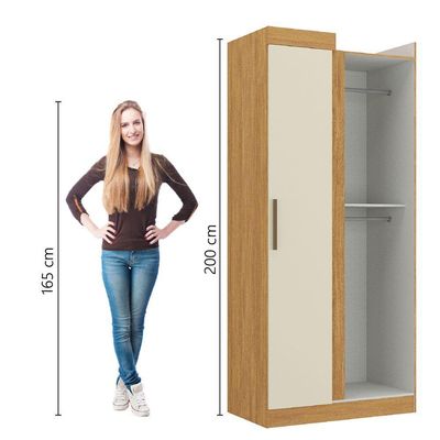 Modulo De Guarda Roupas Canto Para Quarto Madrid Maxel Madeirado/off White