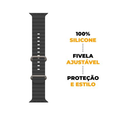 Pulseira para Apple Watch 45 MM - Oceano Cloud  - Preta - Gshield
