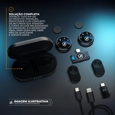 microfone de Lapela Magnética Sem Fio com Redução de Ruído - Armor -Gshield