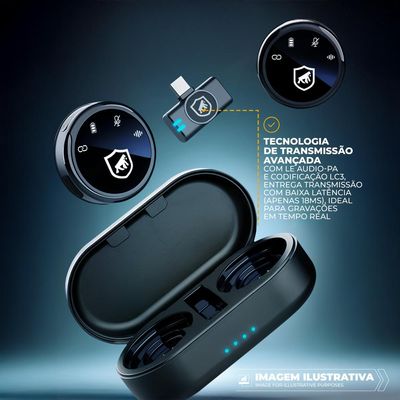 microfone de Lapela Magnética Sem Fio com Redução de Ruído - Armor -Gshield