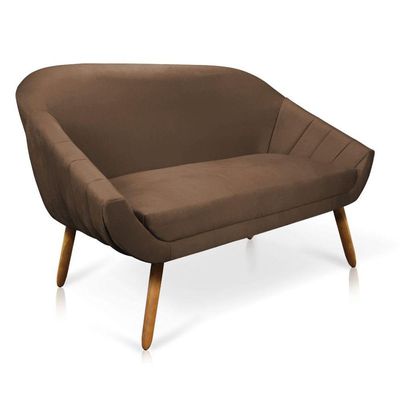 Kit 01 Namoradeira 02 Lugares E 01 Poltrona Giovana Suede Marrom