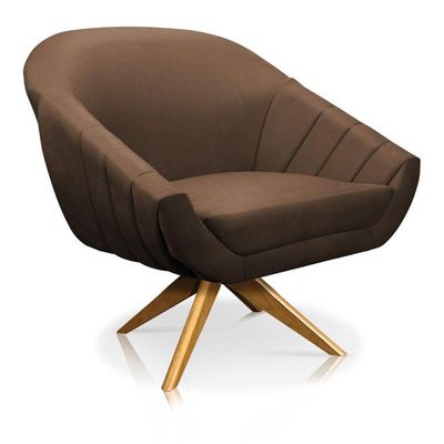 Kit 01 Namoradeira 02 Lugares E 01 Poltrona Giovana Suede Marrom