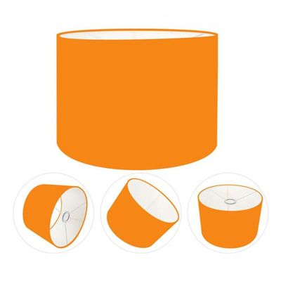 Cúpula Abajur E Luminária Cilíndrica Vivare Cp-7017 ø40x21cm - Bocal Nacional Laranja