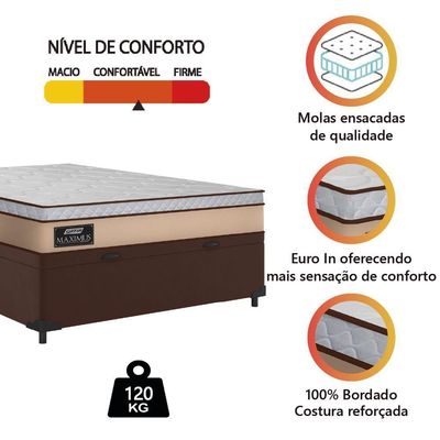 Cama Box Baú Casal Gazin Colchão Molas Ensacadas Maximus