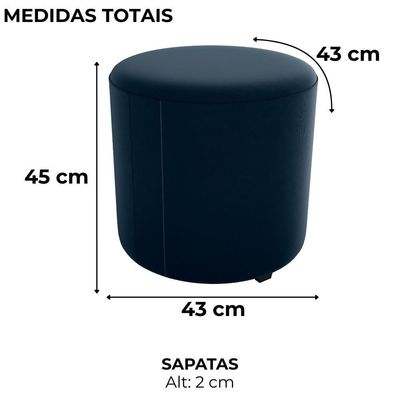 Puff Redondo Copenhage Veludo Maserati Milani Store Azul