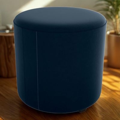 Puff Redondo Copenhage Veludo Maserati Milani Store Azul
