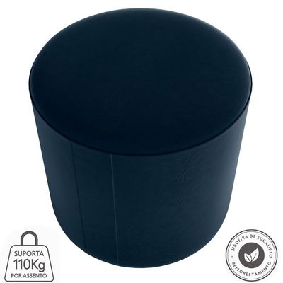 Puff Redondo Copenhage Veludo Maserati Milani Store Azul