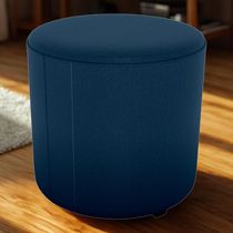 Puff Redondo Decorativo Copenhage 43x43 Cm Veludo Milani Store Azul