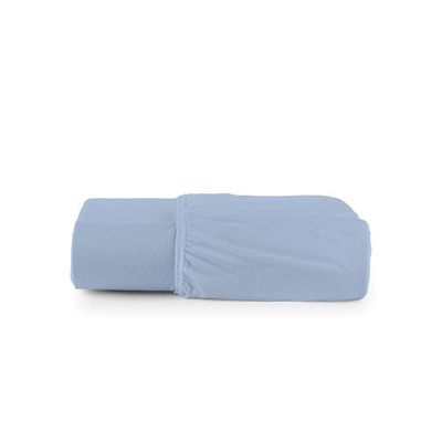 Lençol De Baixo Minimal King Avulso Com Elástico 01 Peça Malha 100% Algodão - Azul Claro