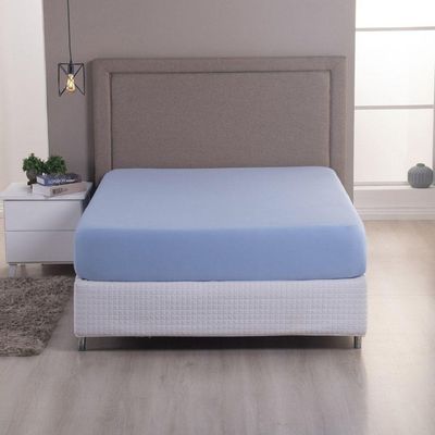 Lençol De Baixo Minimal King Avulso Com Elástico 01 Peça Malha 100% Algodão - Azul Claro