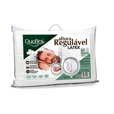 Kit 2 Travesseiros Altura Regulável Látex 50cmx70cm Duoflex